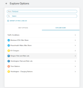 Explore More section of the Trip Planner