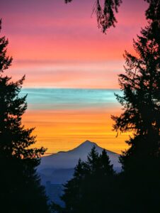 Sunset view of Mt Hood