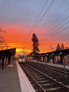 Sunset view of a MAX platform.