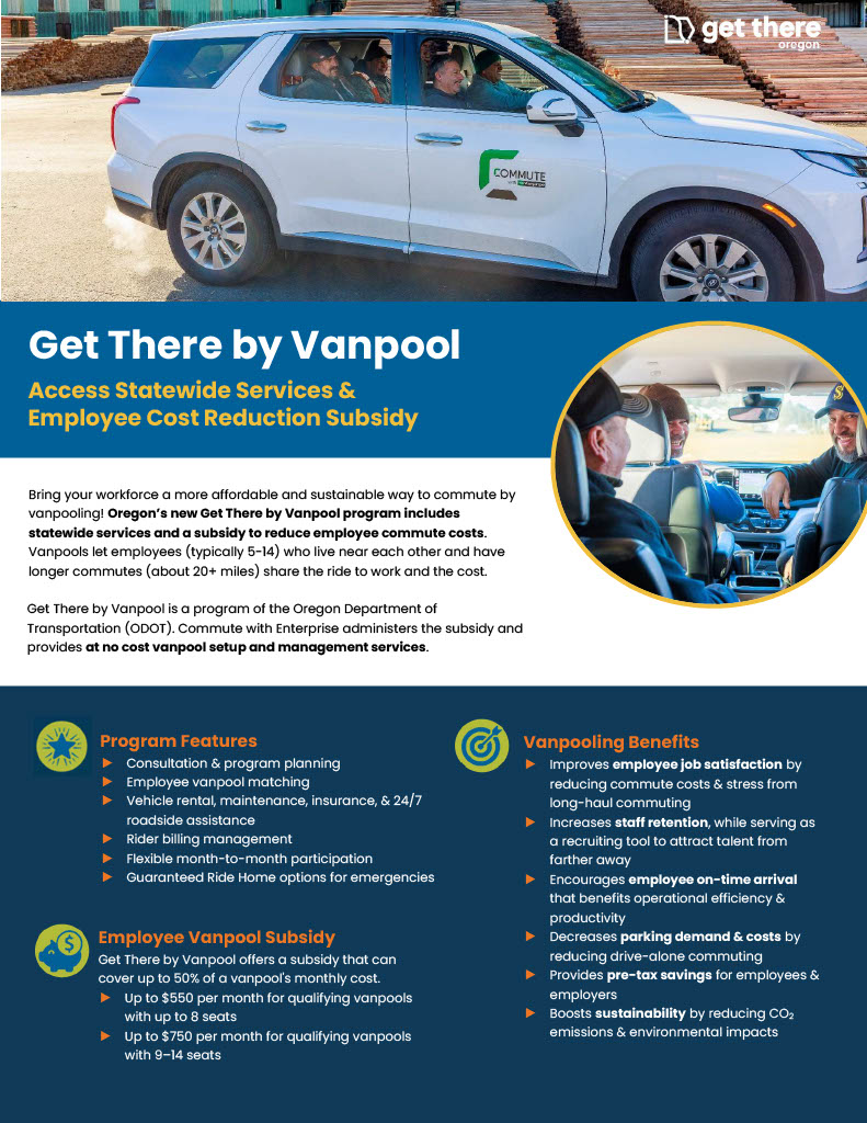 Get There by Vanpool Employer Guide cover